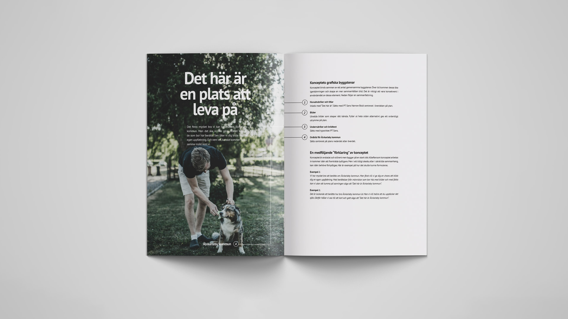Broschyrsida som illustrerar användningen av kommunikationsstrategin 'Det här är...'.