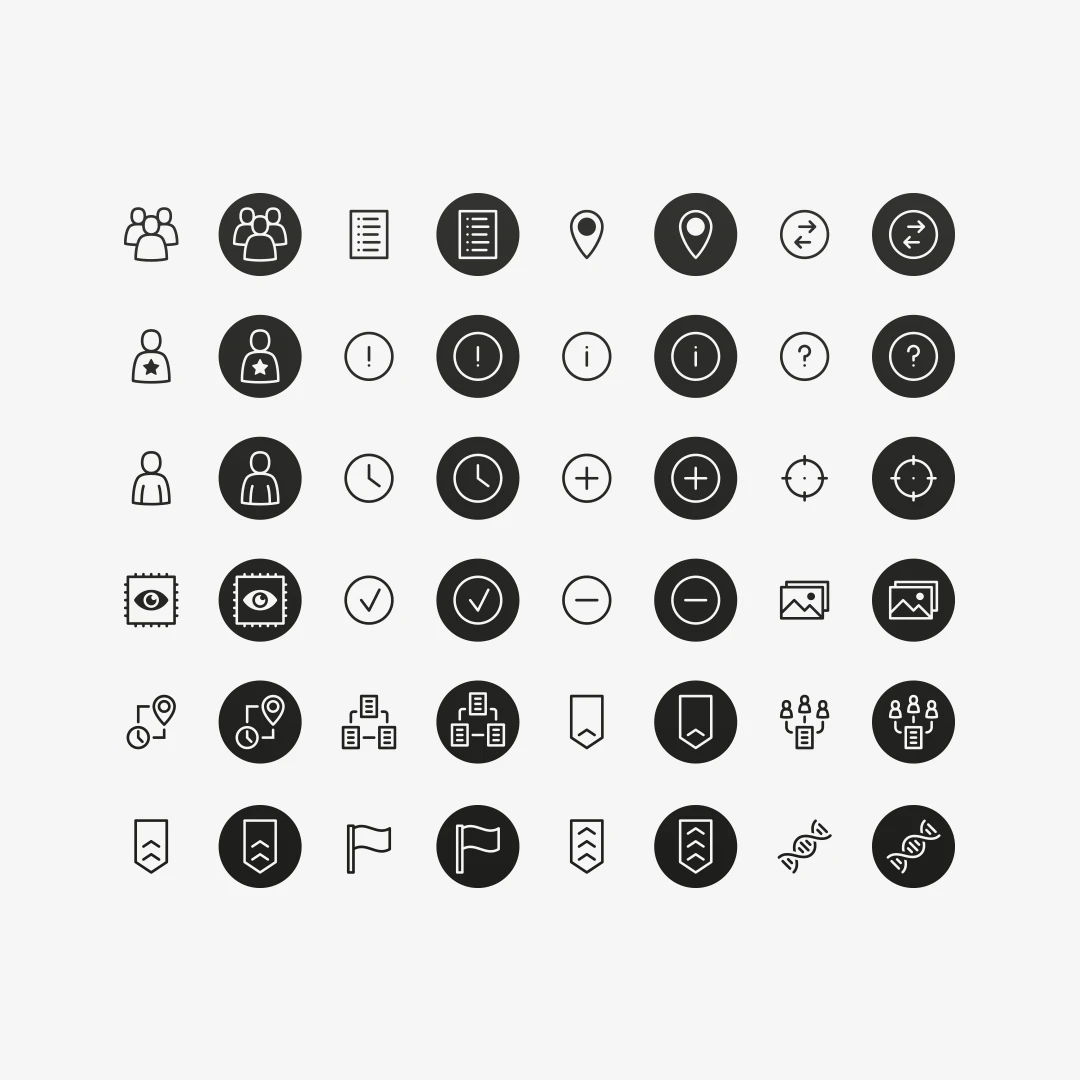 En uppsättning av svartvita minimalistiska ikoner.